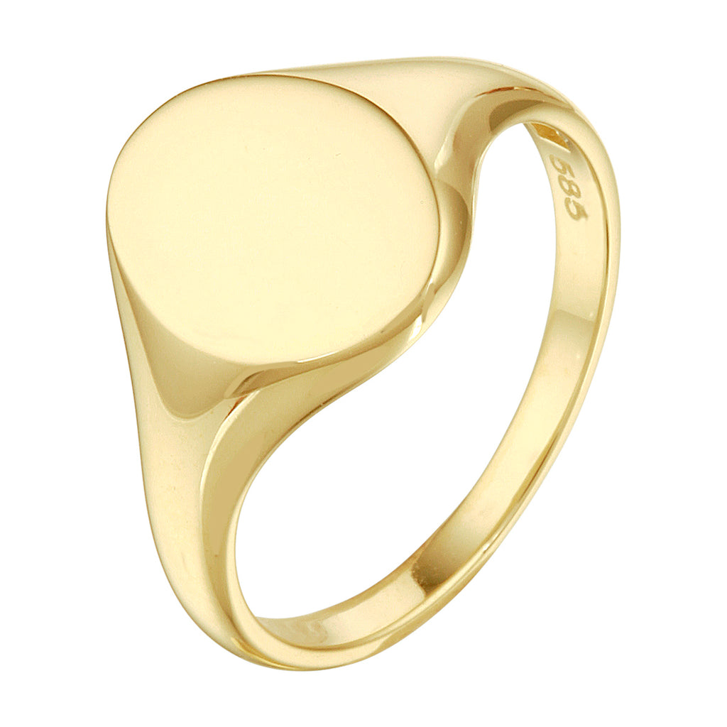 Graveerring ovaal 14k geelgoud