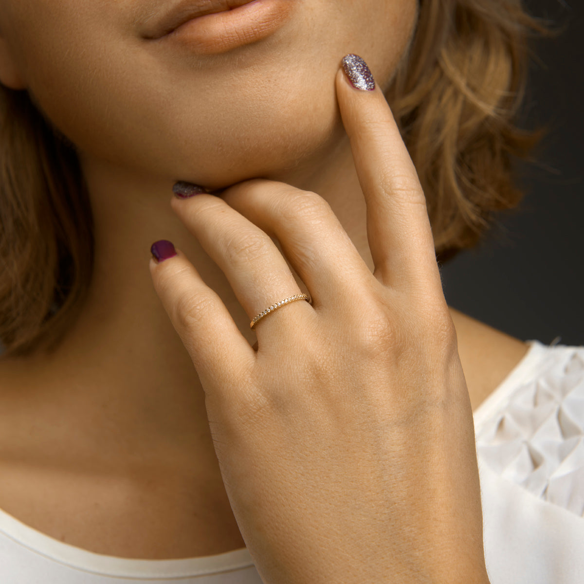 Aanschuifring zirkonia 14k geelgoud