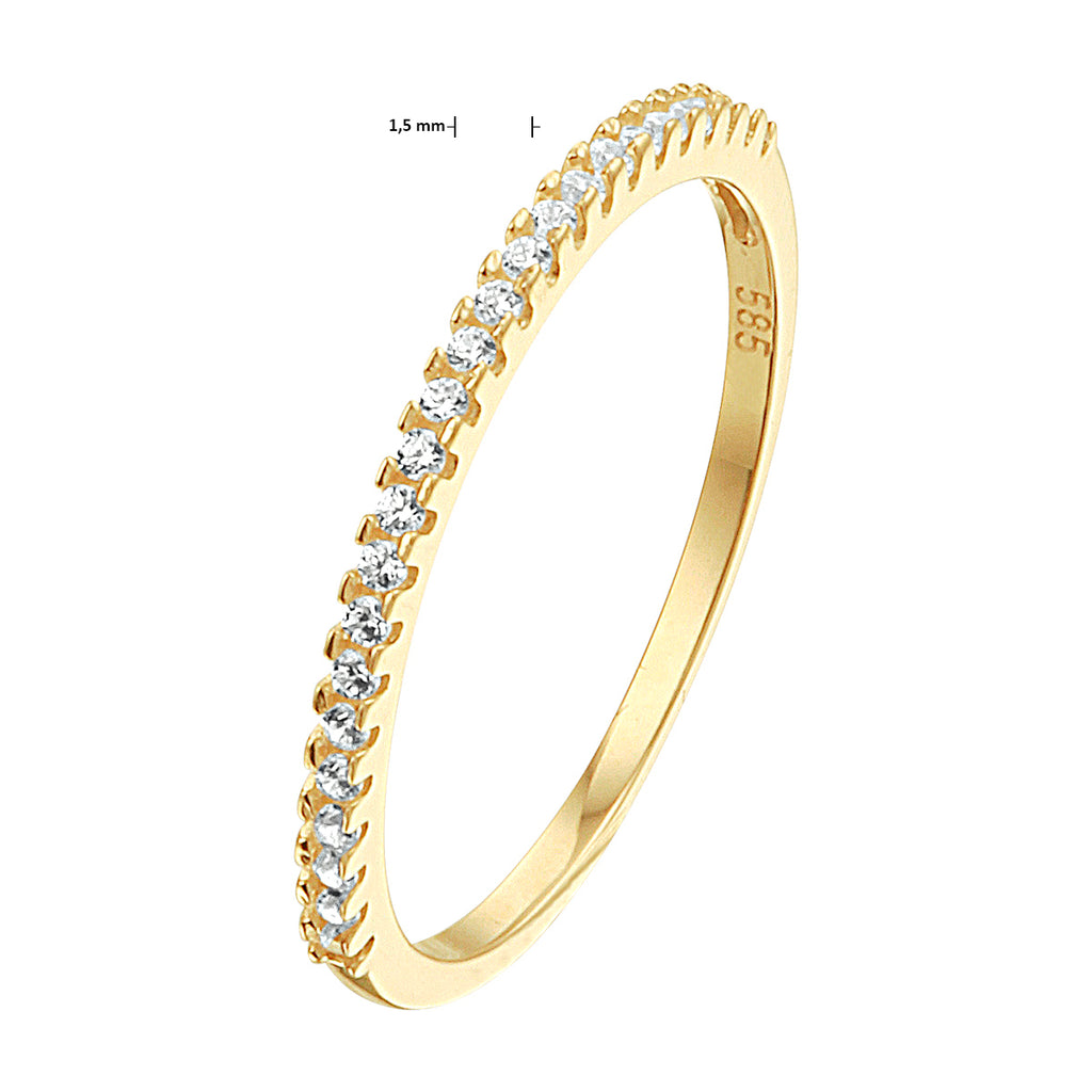 Aanschuifring zirkonia 14k geelgoud