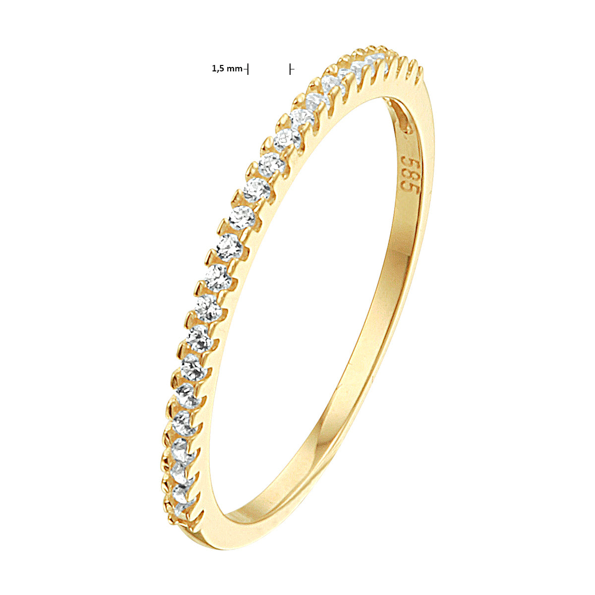 Aanschuifring zirkonia 14k geelgoud