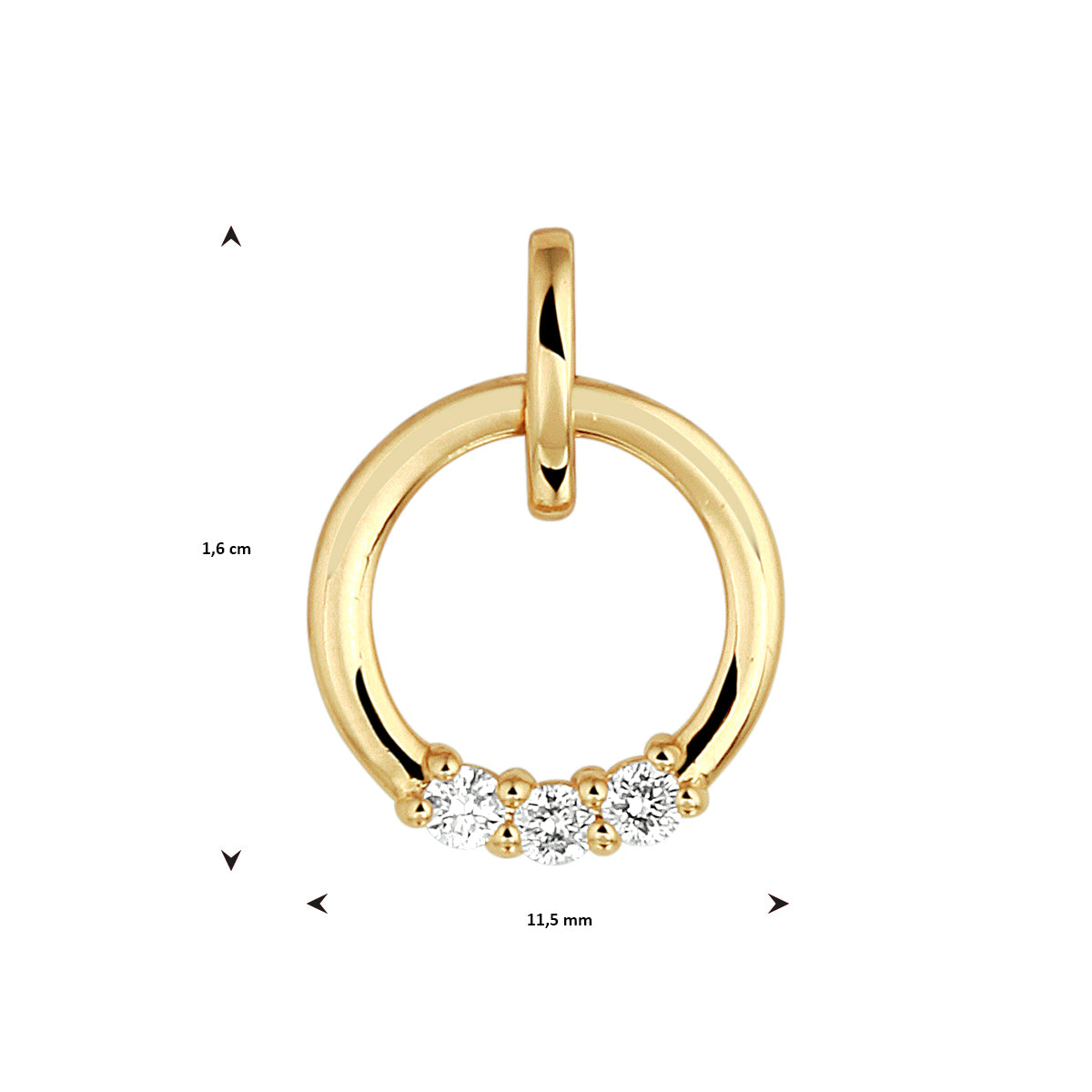 Hanger diamant 0.09ct h si 14k geelgoud