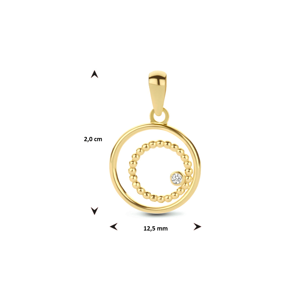 Hanger zirkonia 14k geelgoud