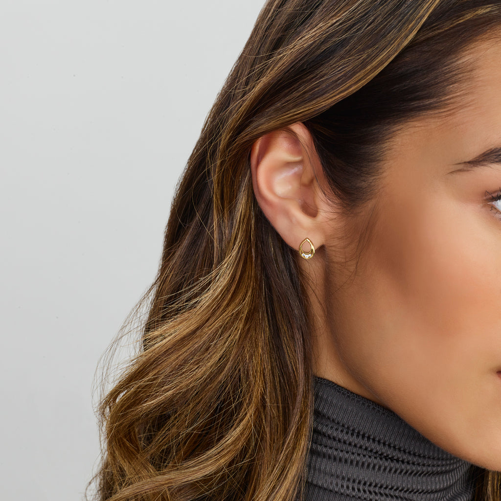 Oorknoppen zirkonia 14k geelgoud