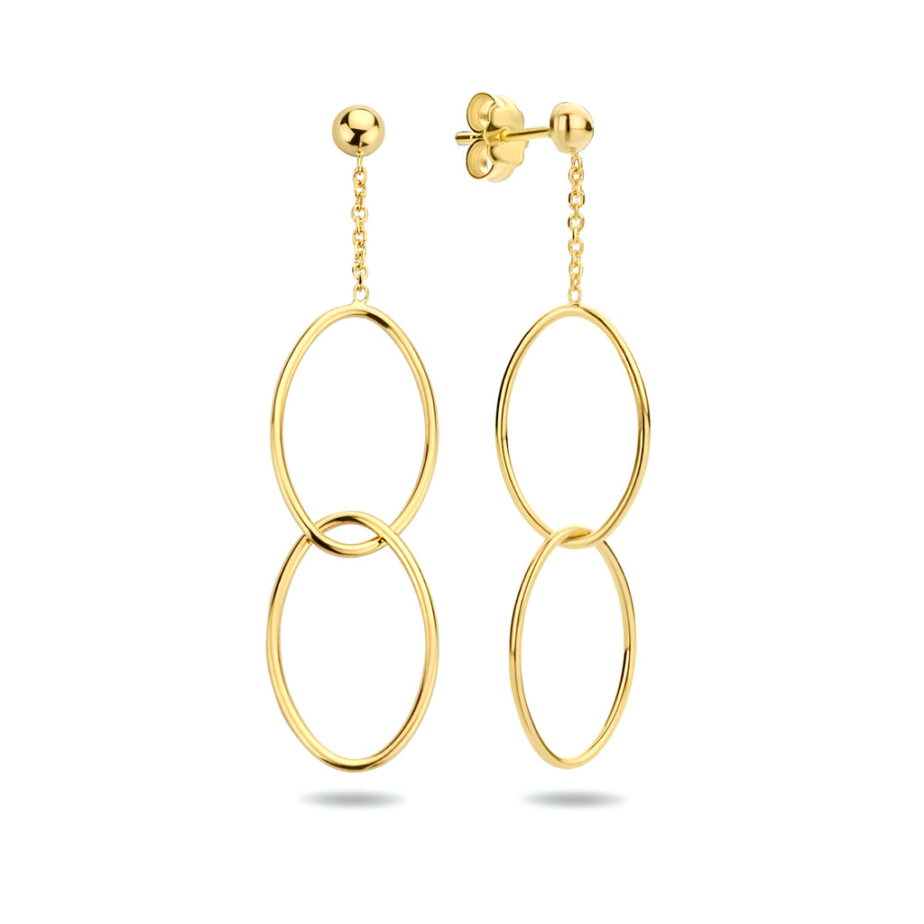 Oorhangers ovaal 14k geelgoud
