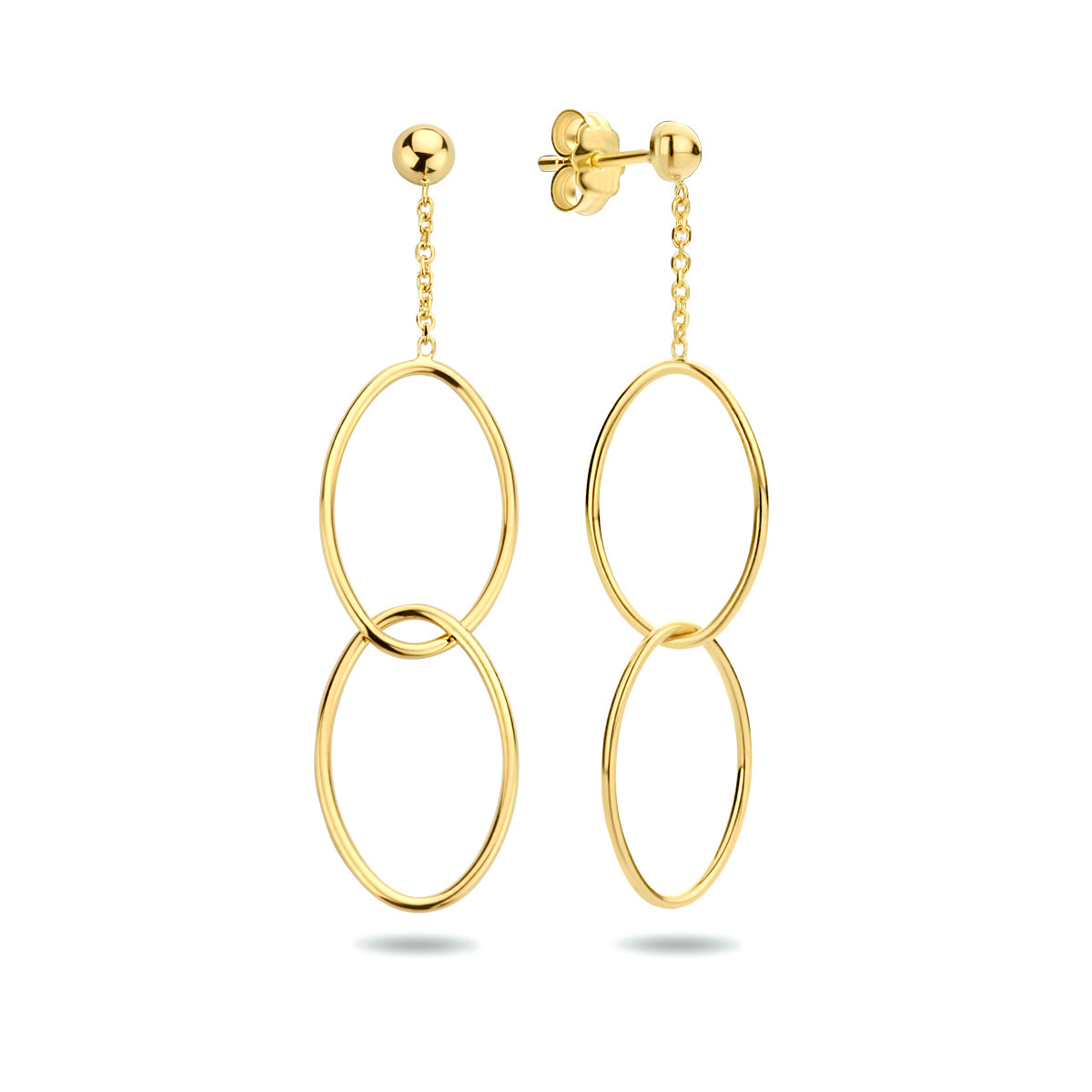 Oorhangers ovaal 14k geelgoud