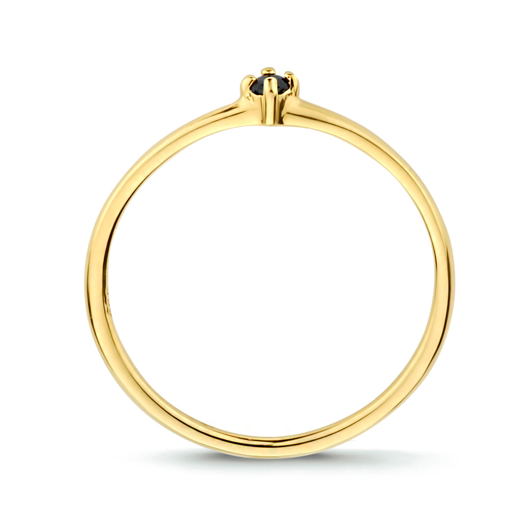 Aanschuifring zwart zirkonia 14k geelgoud