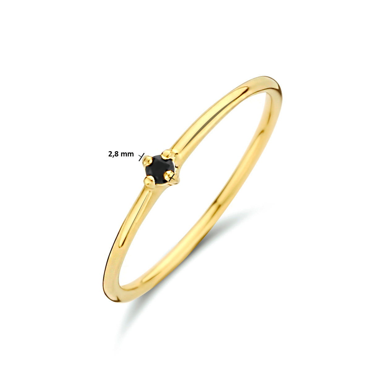 Aanschuifring zwart zirkonia 14k geelgoud