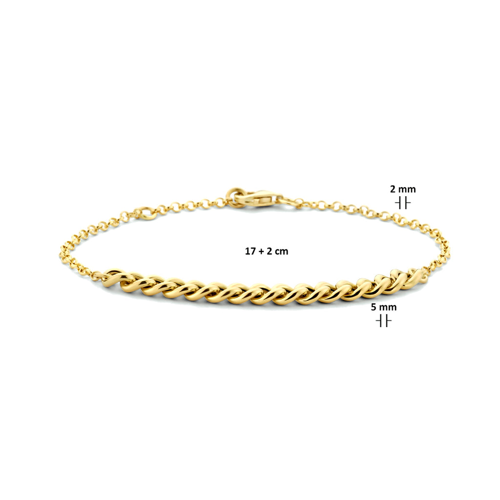 Armband gourmette 5,0 mm 17 + 2 cm 14k geelgoud