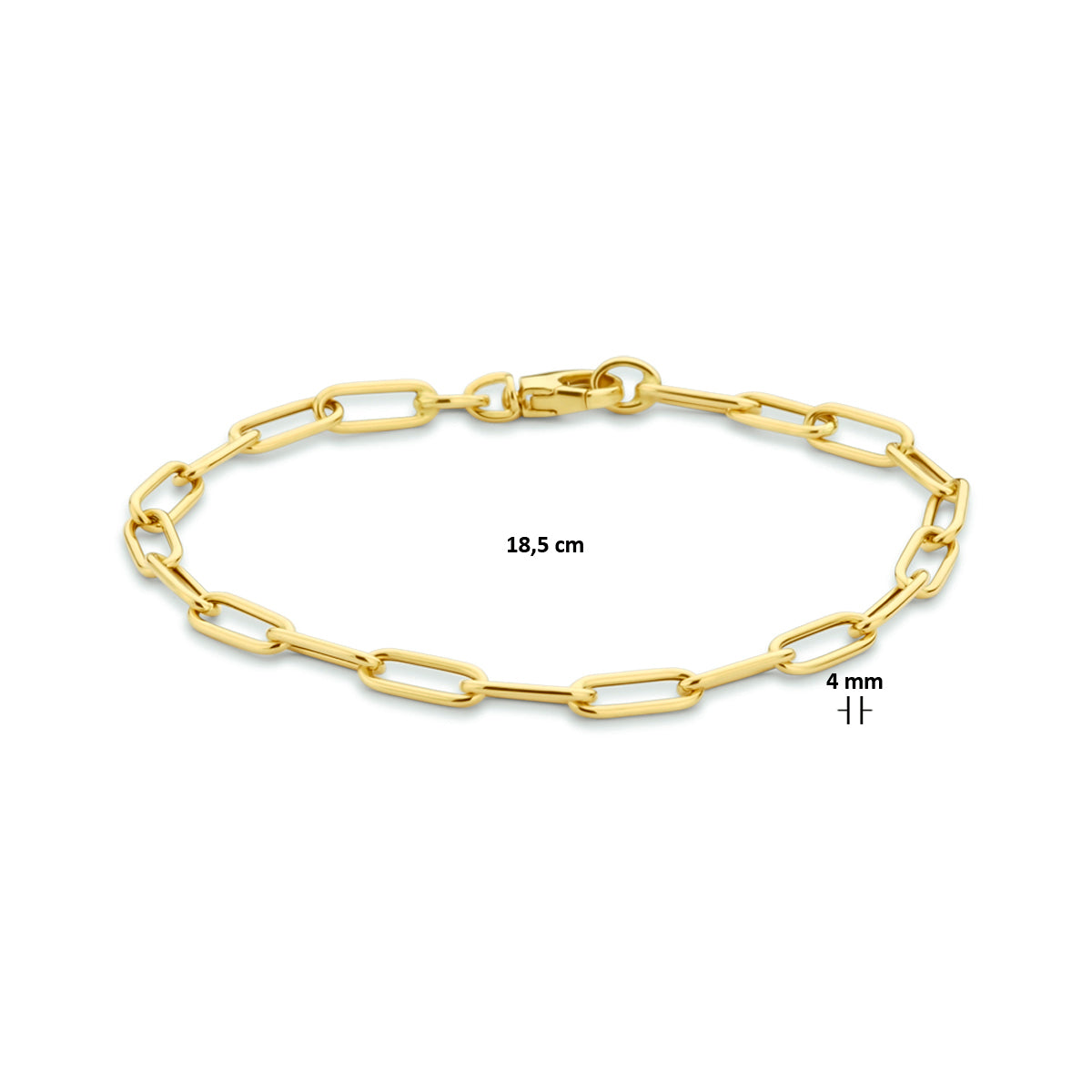 Armband paperclip ronde buis 4,0 mm 18,5 cm 14k geelgoud