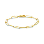 Armband paperclip platte buis 4,0 mm 18 cm 14k geelgoud