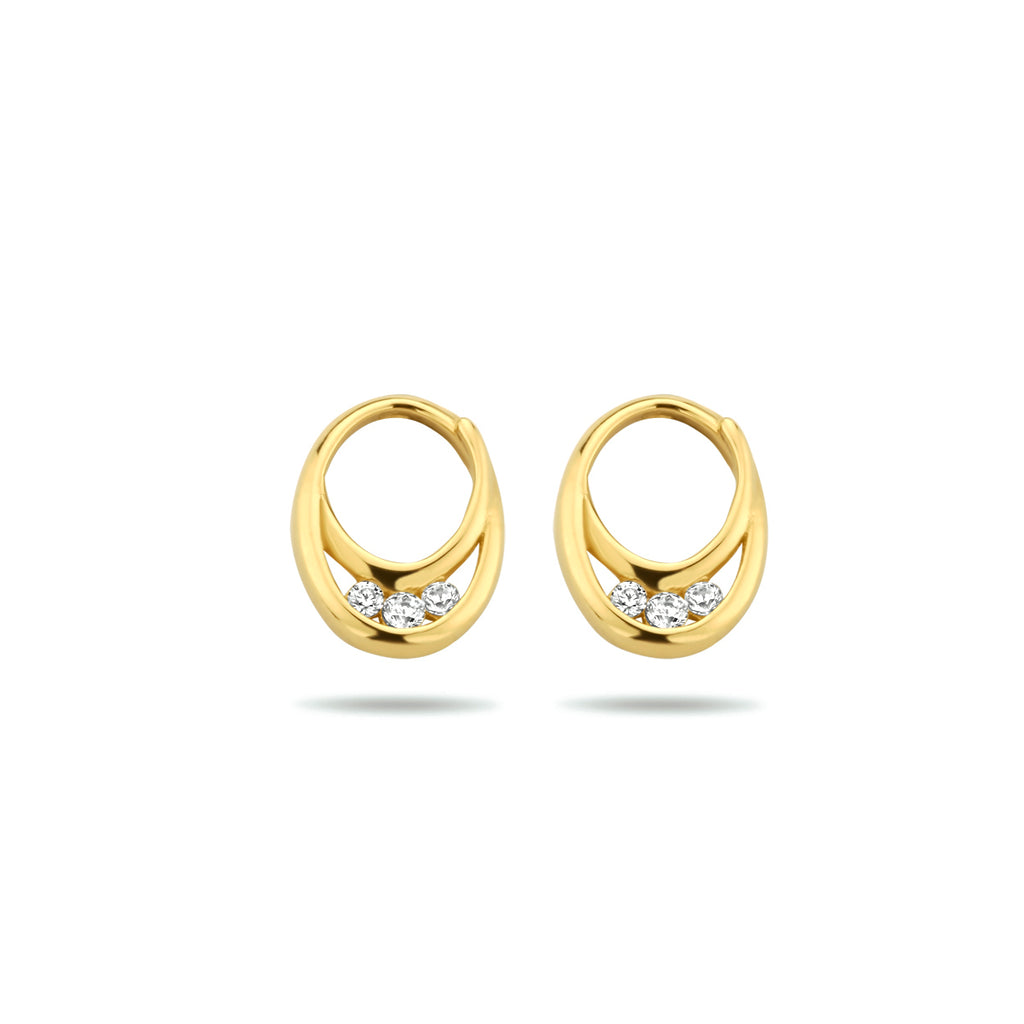 Oorknoppen zirkonia 14k geelgoud