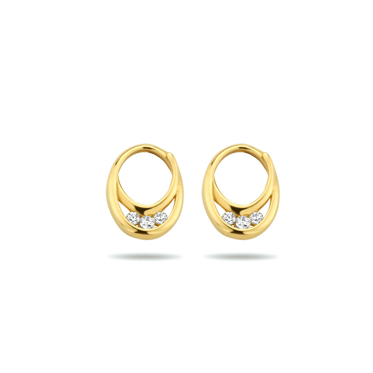 Oorknoppen zirkonia 14k geelgoud