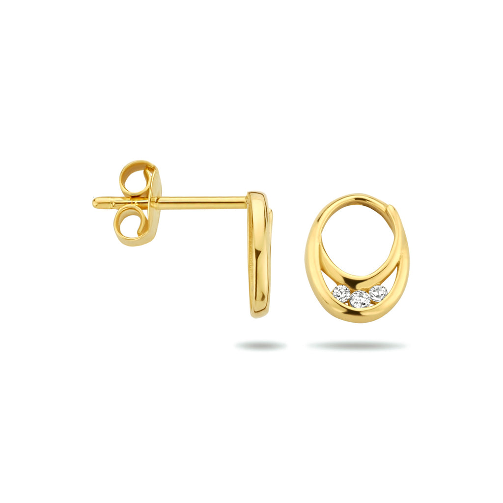 Oorknoppen zirkonia 14k geelgoud