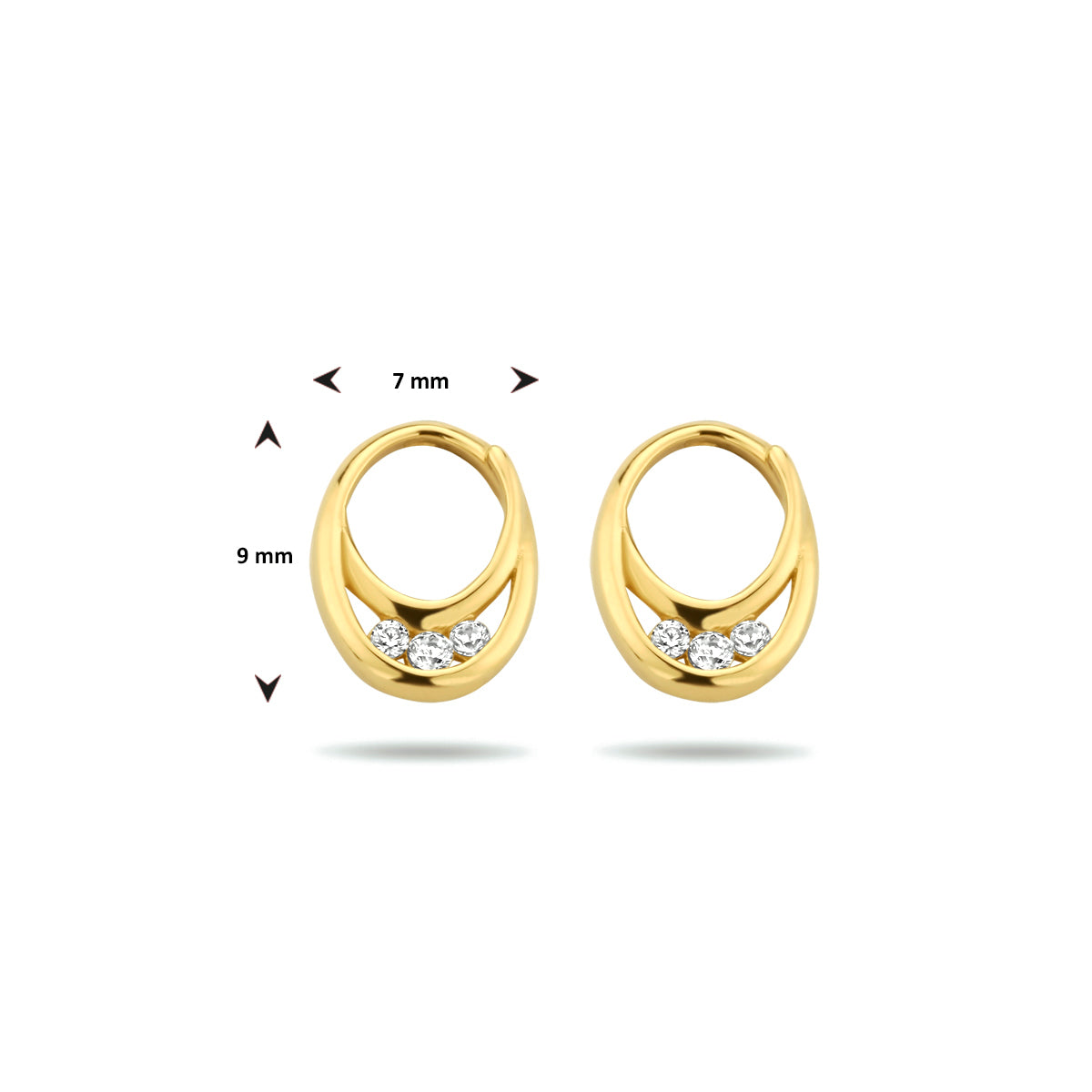 Oorknoppen zirkonia 14k geelgoud