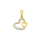 Hanger hartjes zirkonia 14k geelgoud