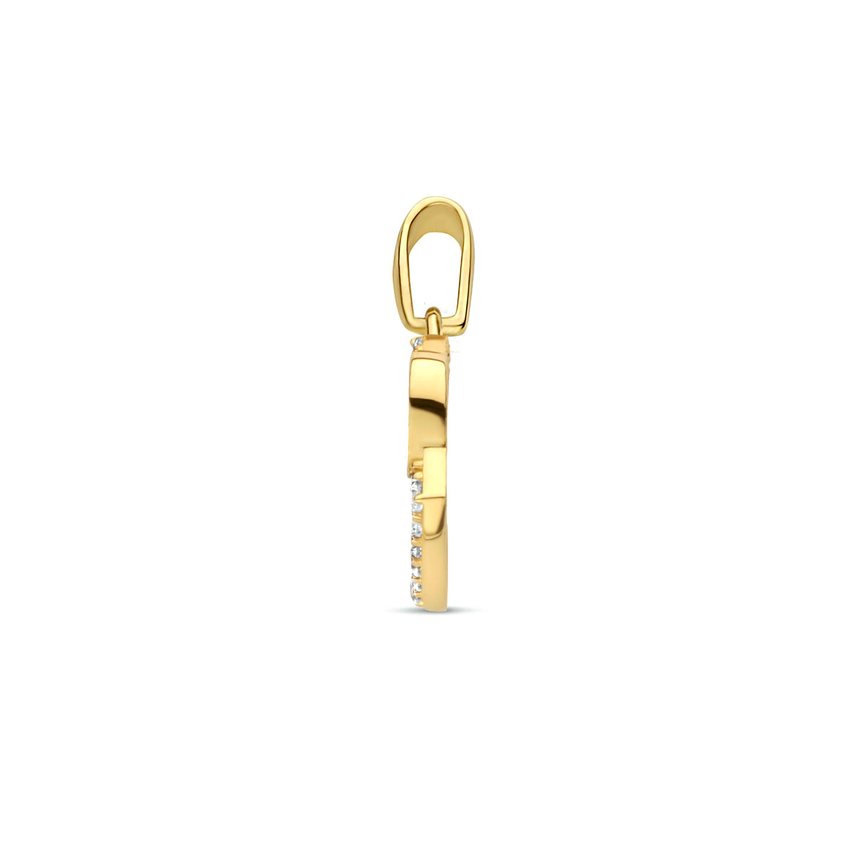 Hanger hartjes zirkonia 14k geelgoud