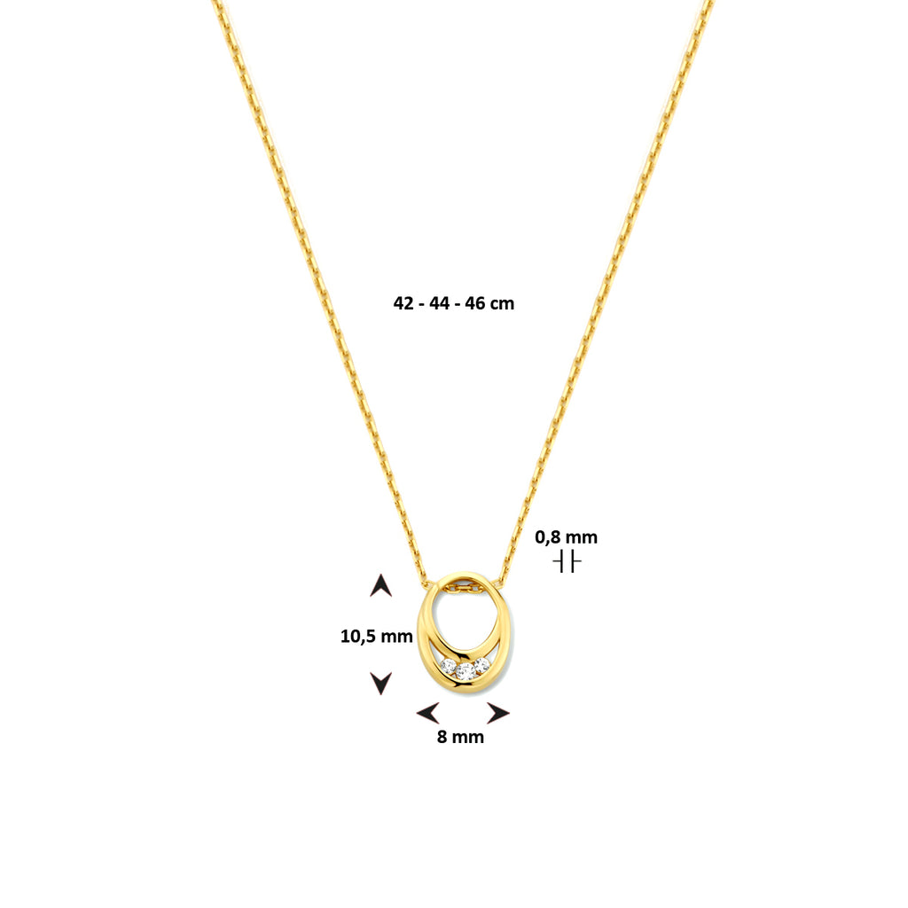 Collier zirkonia 42 - 44 - 46 cm 14k geelgoud