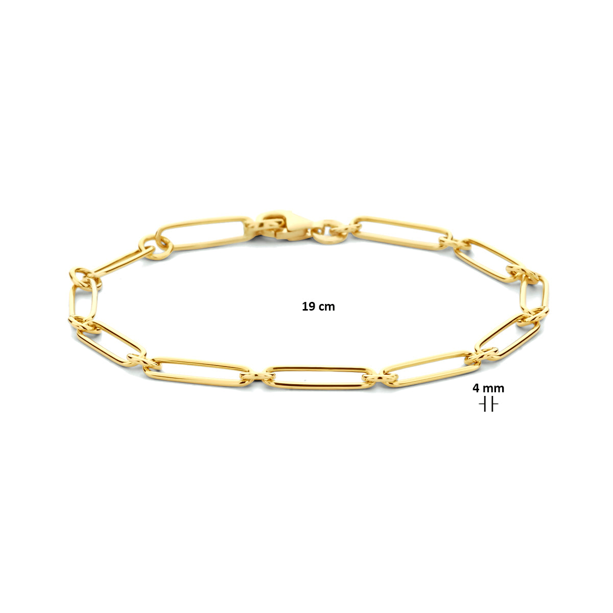 Armband paperclip platte buis 4,0 mm 19 cm 14k geelgoud