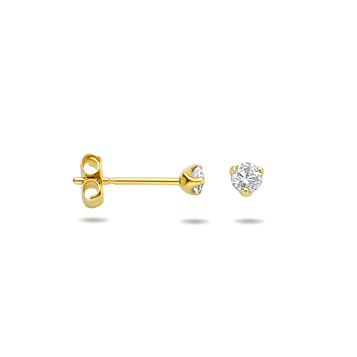 Oorknoppen zirkonia 14k geelgoud