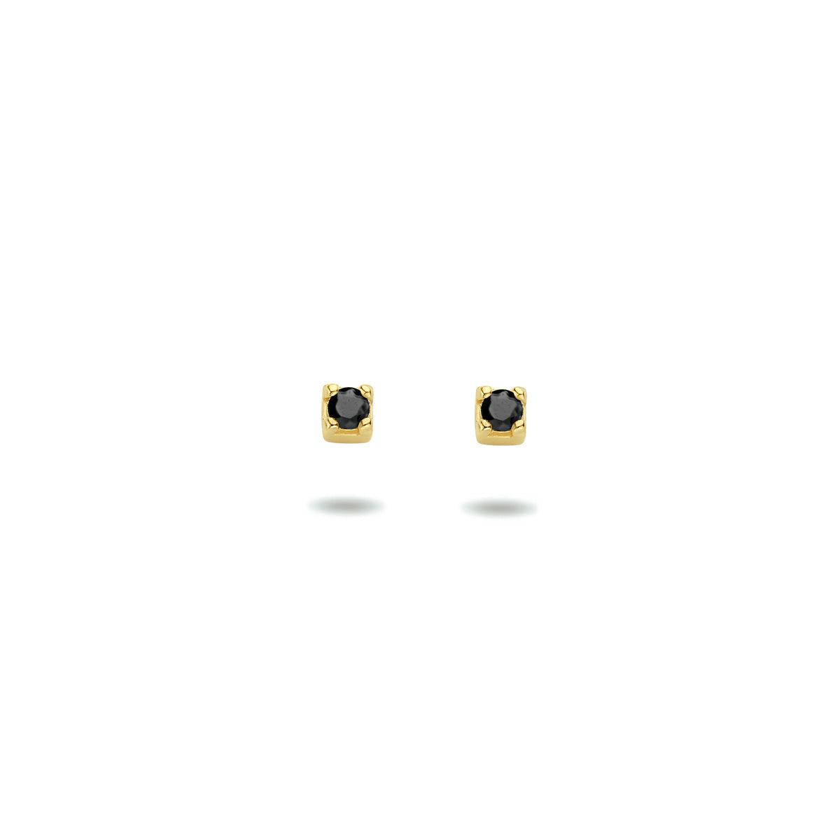 Oorknoppen zwart zirkonia 14k geelgoud