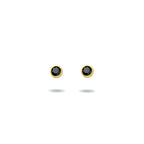 Oorknoppen zwart zirkonia 14k geelgoud