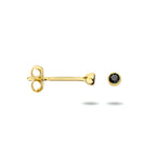 Oorknoppen zwart zirkonia 14k geelgoud