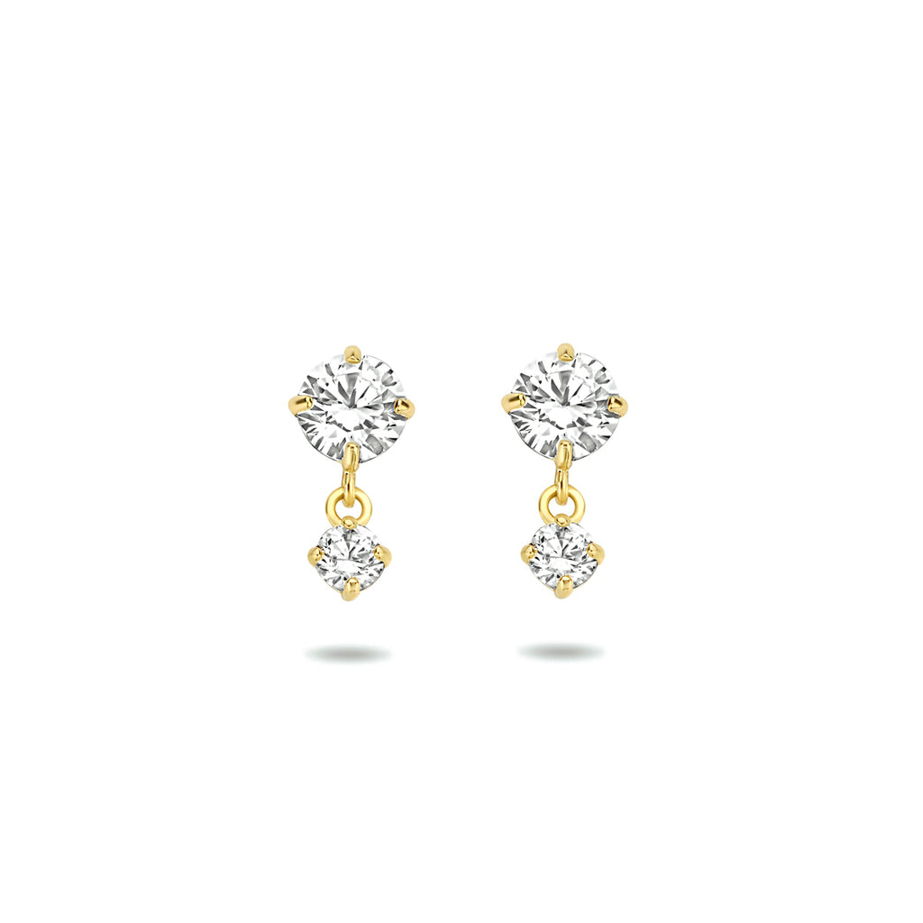 Oorhangers zirkonia 14k geelgoud
