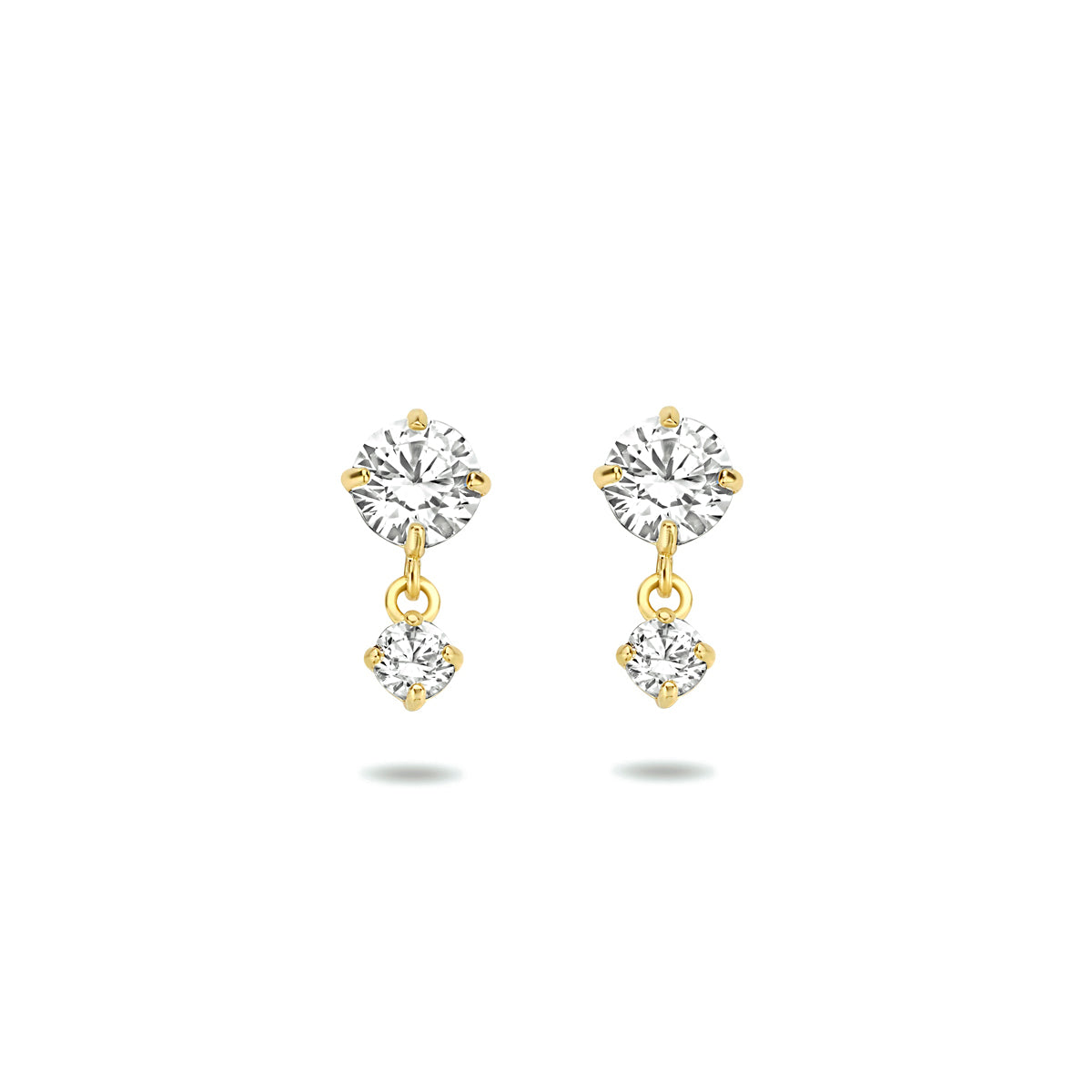 Oorhangers zirkonia 14k geelgoud