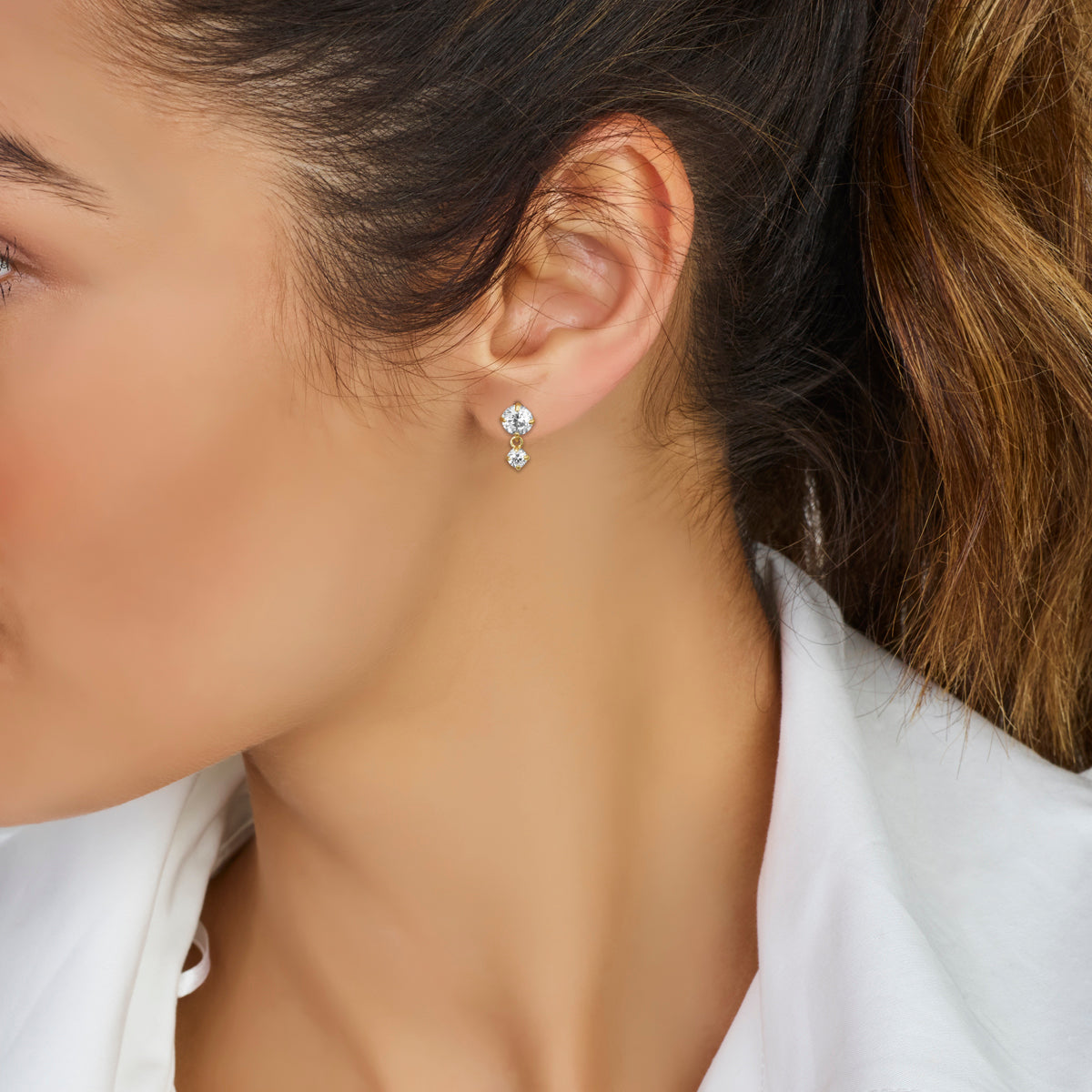 Oorhangers zirkonia 14k geelgoud