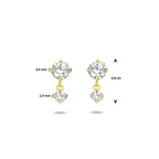 Oorhangers zirkonia 14k geelgoud