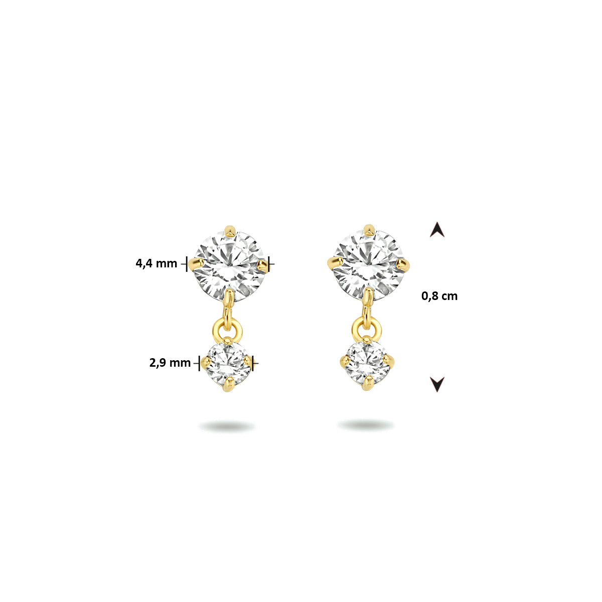 Oorhangers zirkonia 14k geelgoud