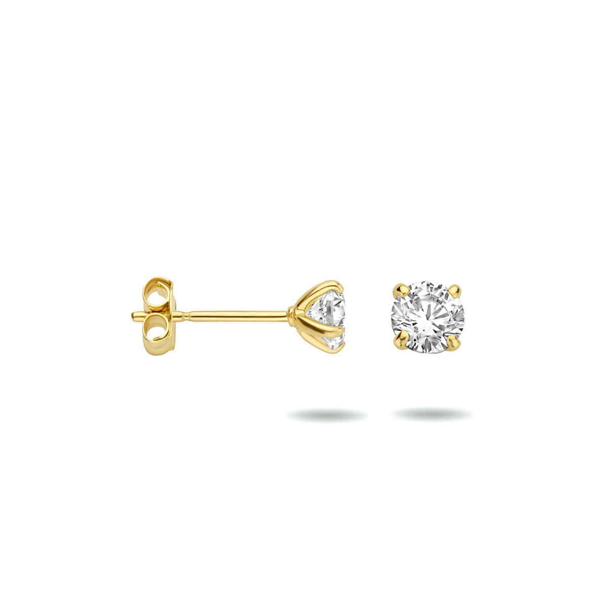 Oorknoppen zirkonia 14k geelgoud