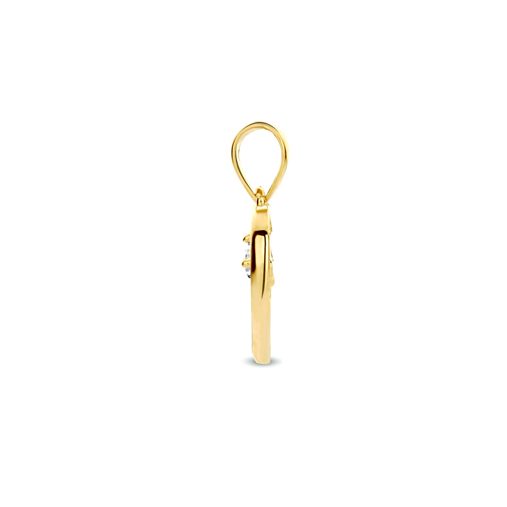 Hanger hart zirkonia 14k geelgoud