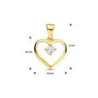 Hanger hart zirkonia 14k geelgoud