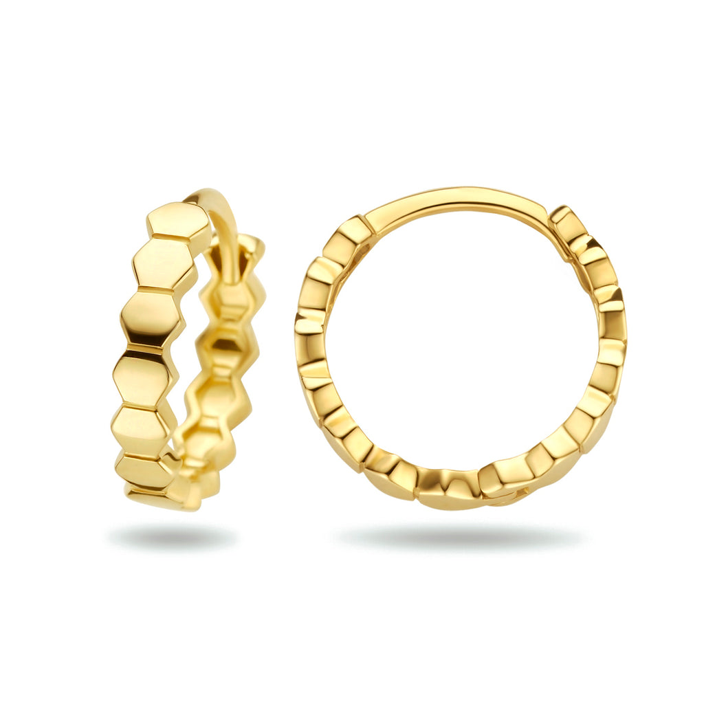 Klapoorringen zeshoek 14k geelgoud