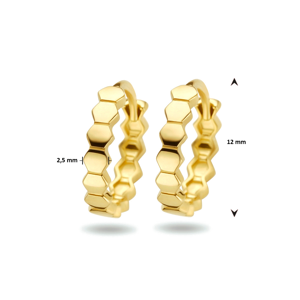 Klapoorringen zeshoek 14k geelgoud