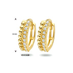 Klapoorringen bolletjes zirkonia 14k geelgoud