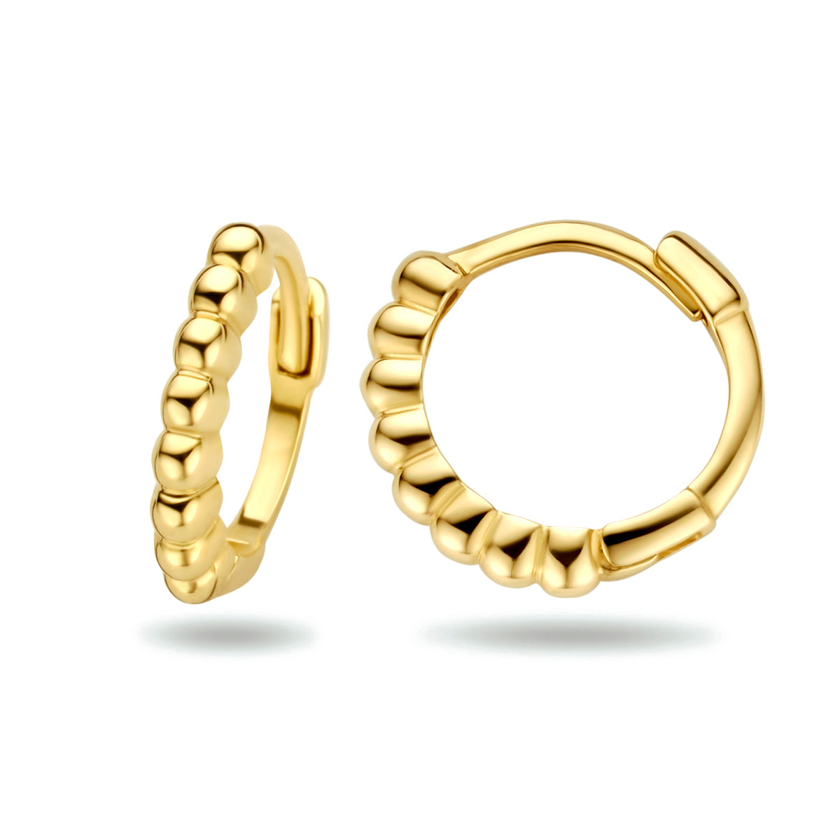 Klapoorringen bolletjes 14k geelgoud