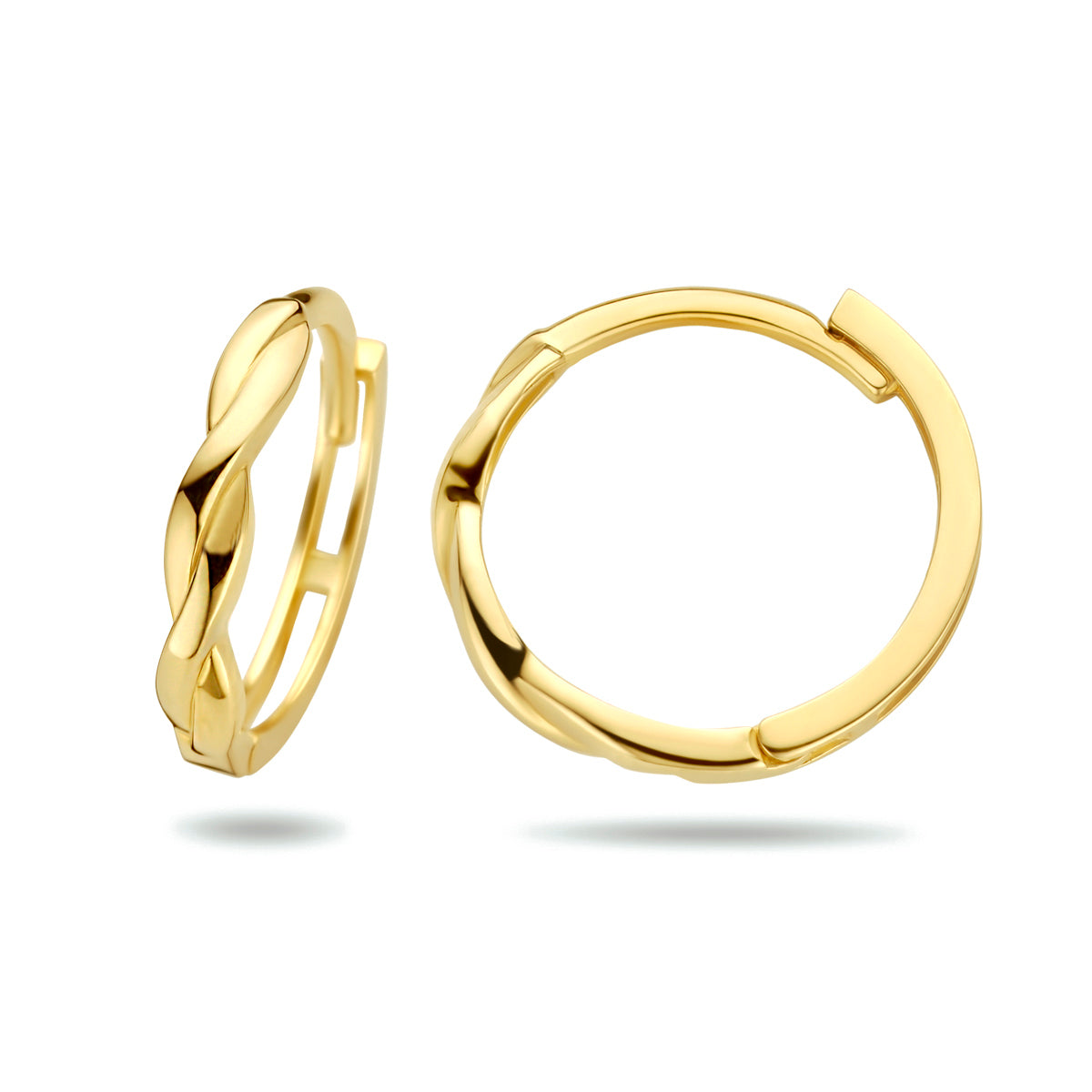 Klapoorringen gedraaid 14k geelgoud