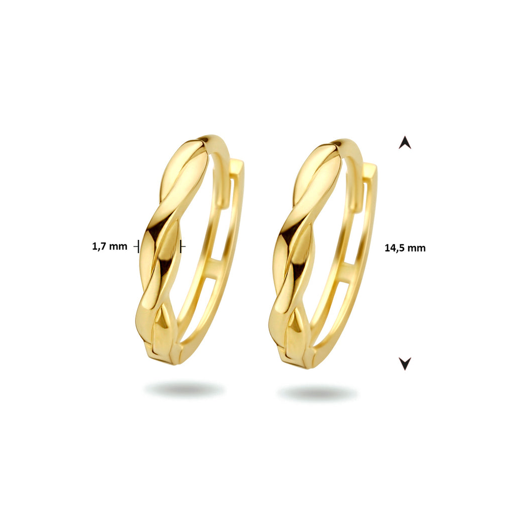 Klapoorringen gedraaid 14k geelgoud