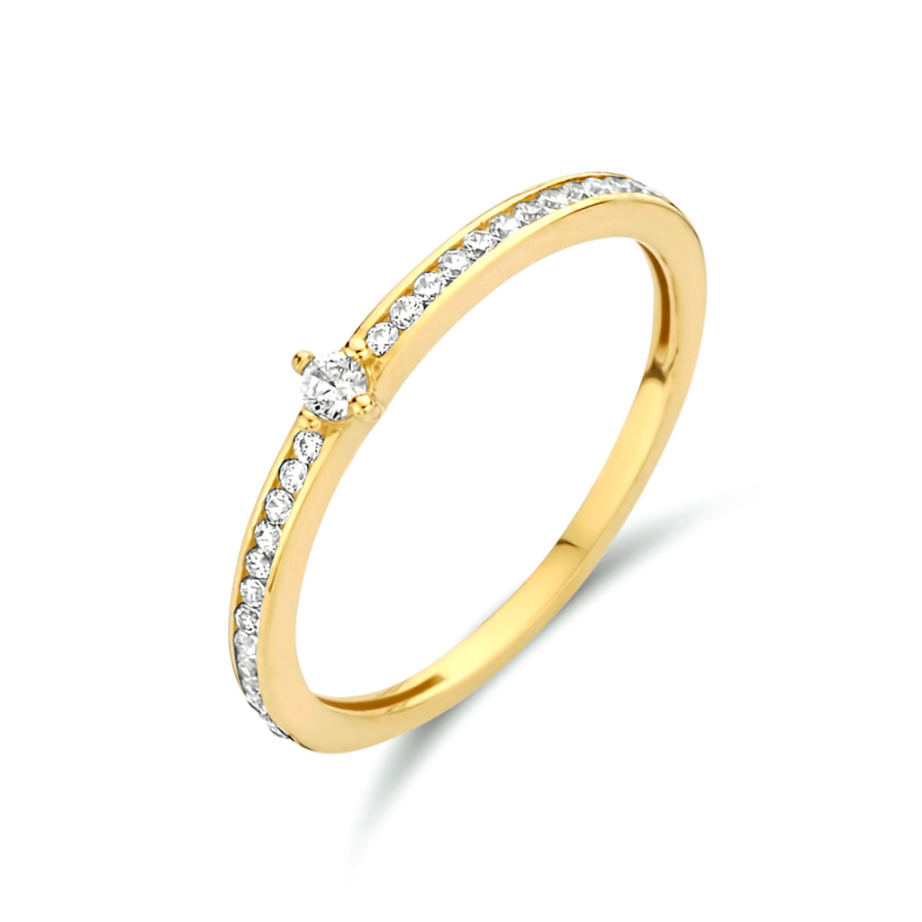 Ring zirkonia 14k geelgoud