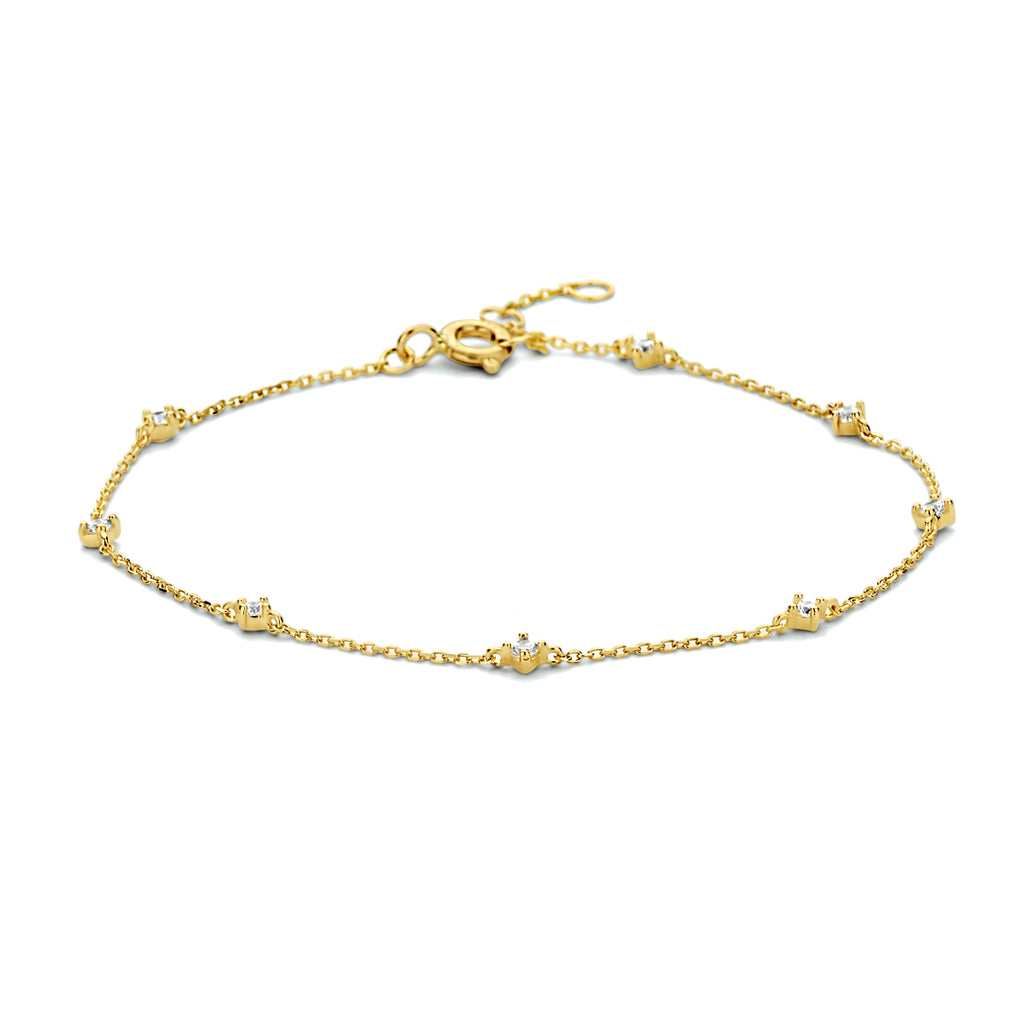 Armband zirkonia 16,5 - 17,5 - 18,5 cm 14k geelgoud