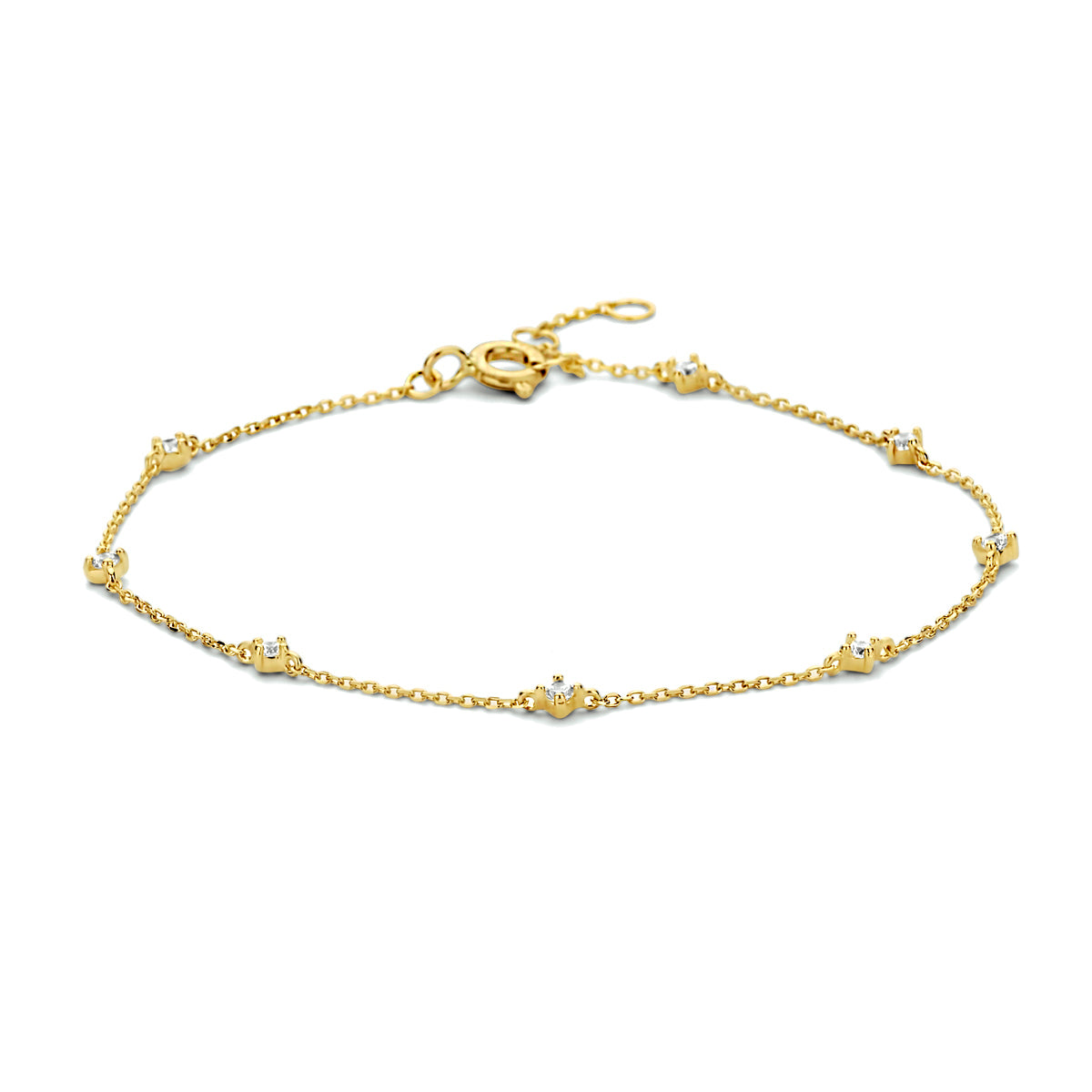 Armband zirkonia 16,5 - 17,5 - 18,5 cm 14k geelgoud