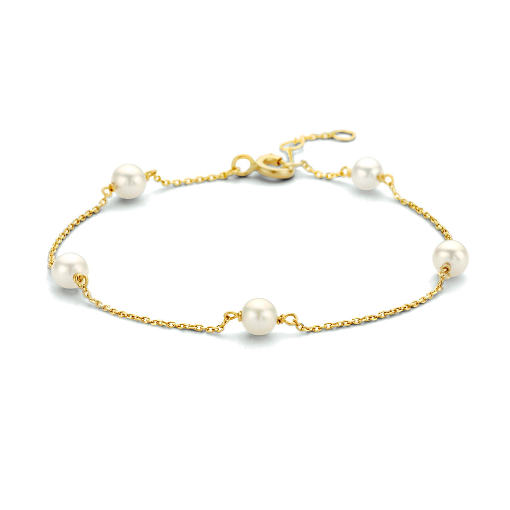 Armband parel 16,5 - 17,5 - 18,5 cm 14k geelgoud