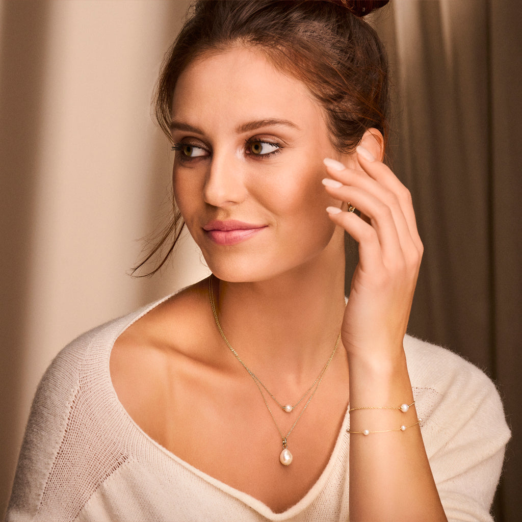 Armband parel 16,5 - 17,5 - 18,5 cm 14k geelgoud