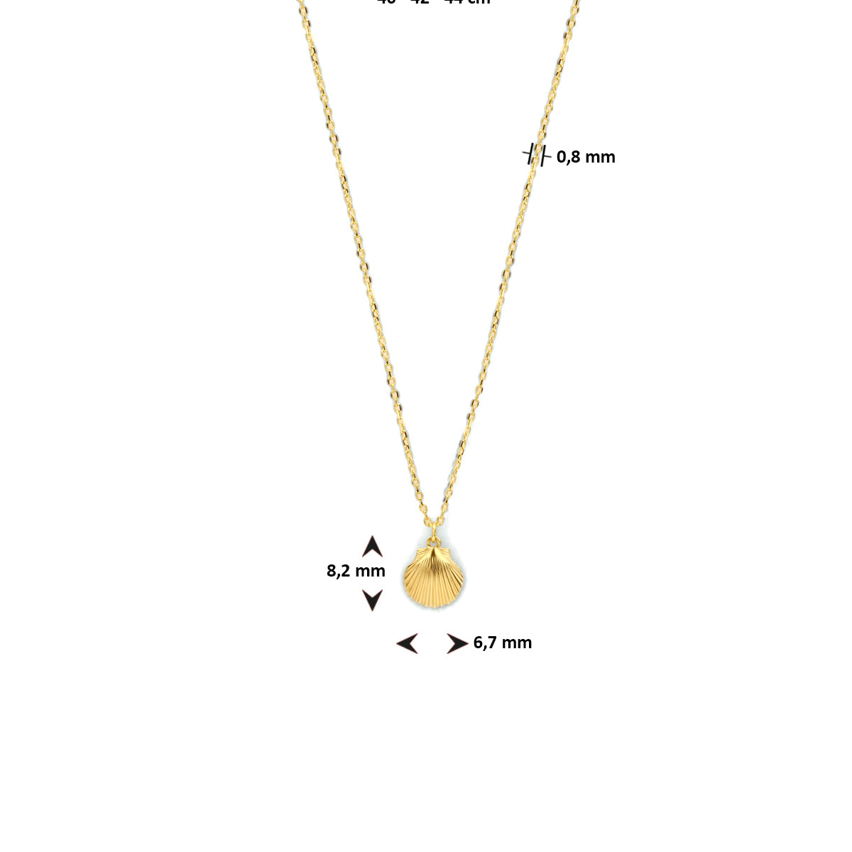 Collier schelp 40 - 42 - 44 cm 14k geelgoud