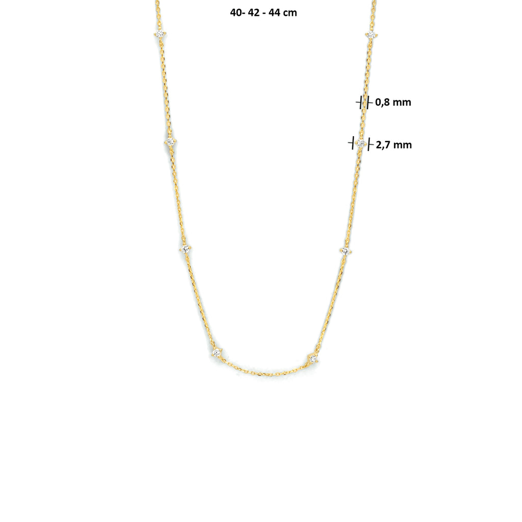 Collier zirkonia 40 - 42 - 44 cm 14k geelgoud