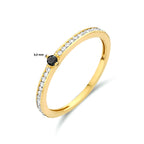 Ring zwart en wit zirkonia 14k geelgoud