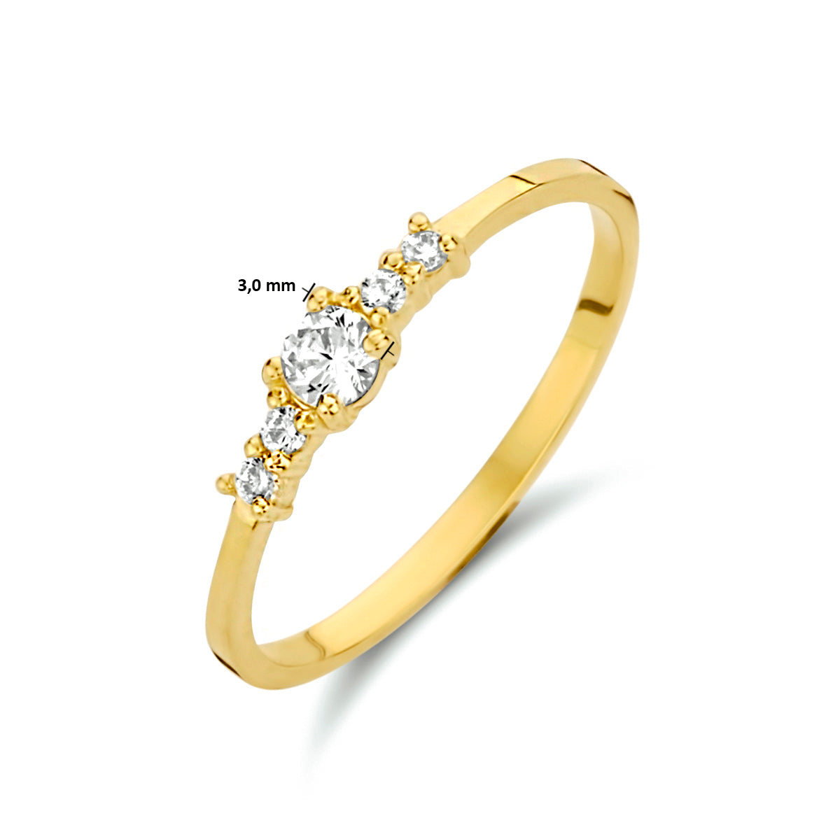 Ring zirkonia 14k geelgoud