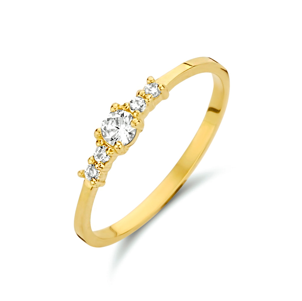 Ring zirkonia 14k geelgoud